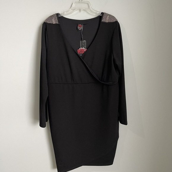 New Torrid x Rebel Wilson 3 Black Embellished Faux Wrap Dress - Picture 1 of 8